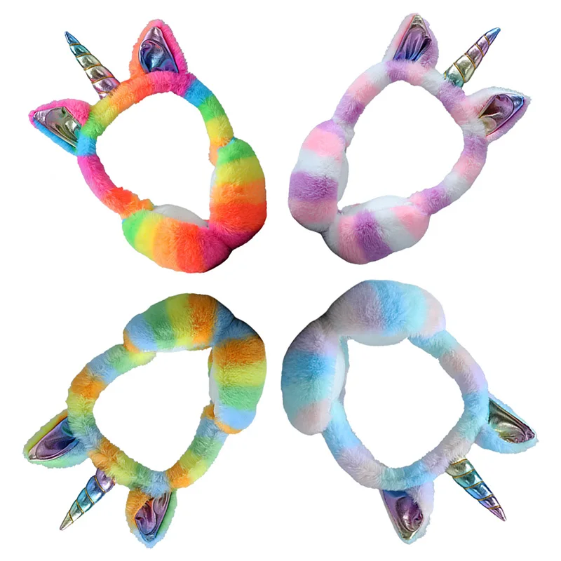 Теплые наушники с единорогом для девочек зимние меховые женщин аксессуары