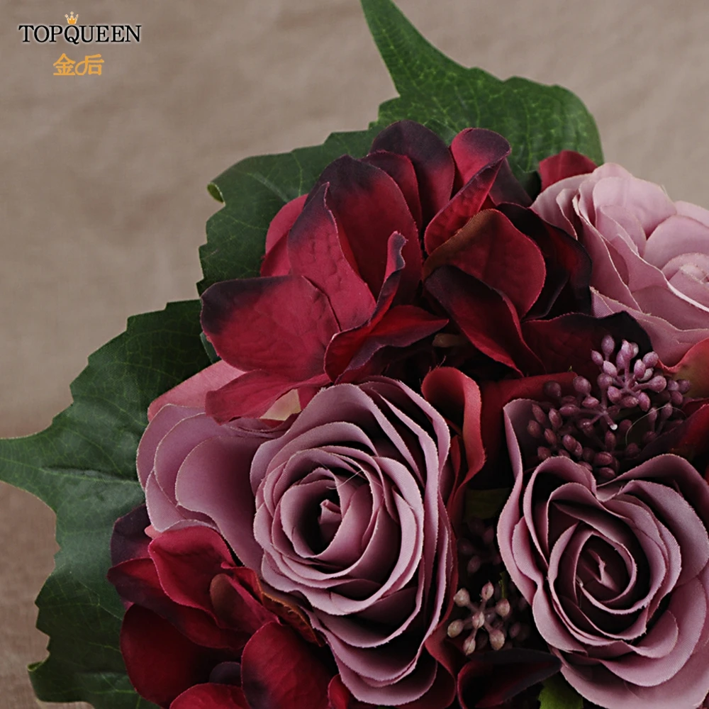 Свадебный букет TOPQUEEN F20 Букет пионов бордовый цветок подружки невесты украшение