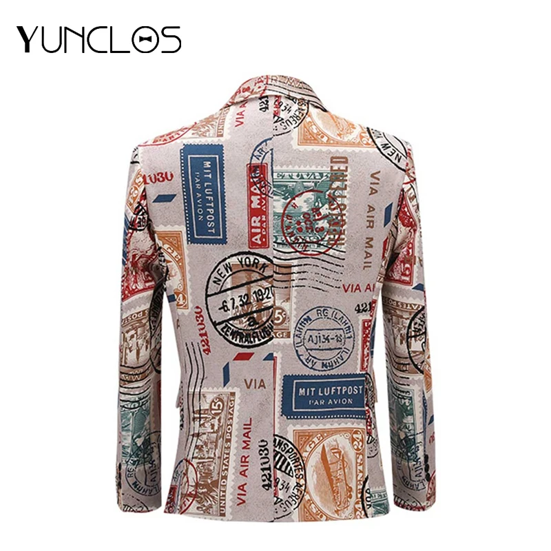 YUNCLOS мужской модный цветочный принт комплект из 2 предметов повседневные Костюмы