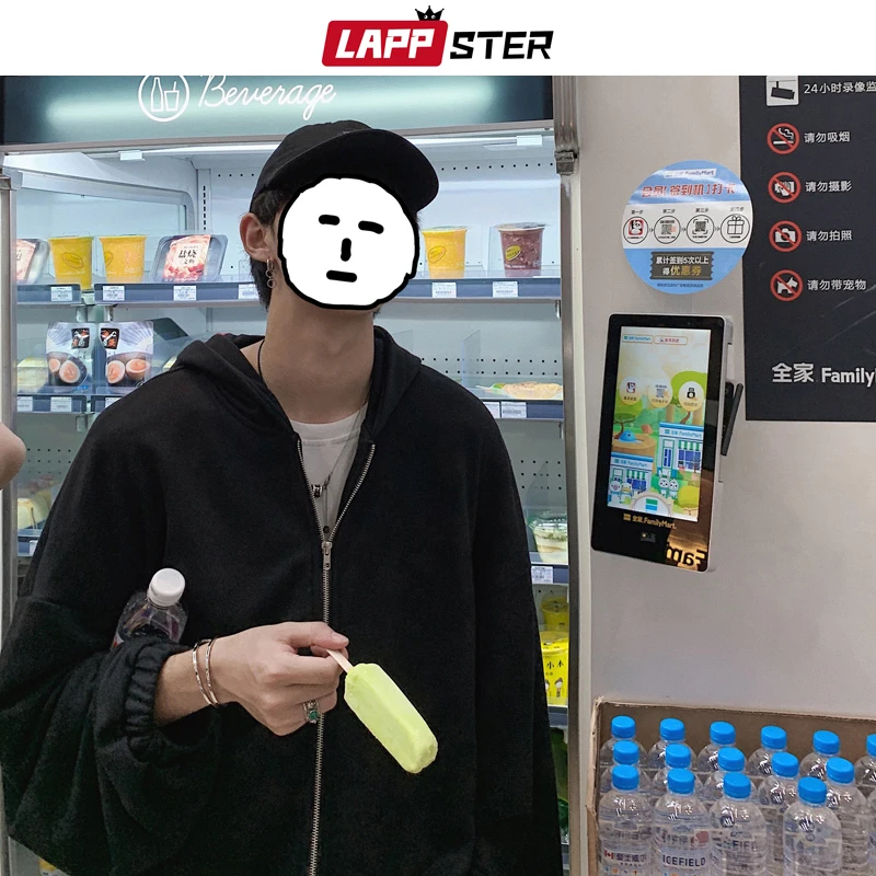 Бомбер LAPPSTER мужской оверсайз в стиле Харадзюку однотонная куртка уличная одежда