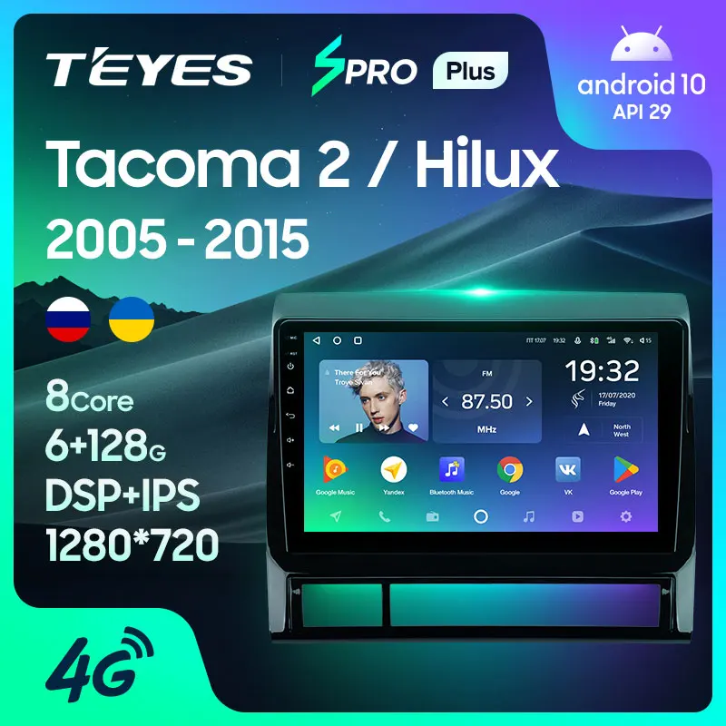 TEYES SPRO Plus Штатная магнитола For Тойота Такома N200 Хайлюкс Toyota Tacoma 2 Hilux 2005 2015 Android 10 до 8
