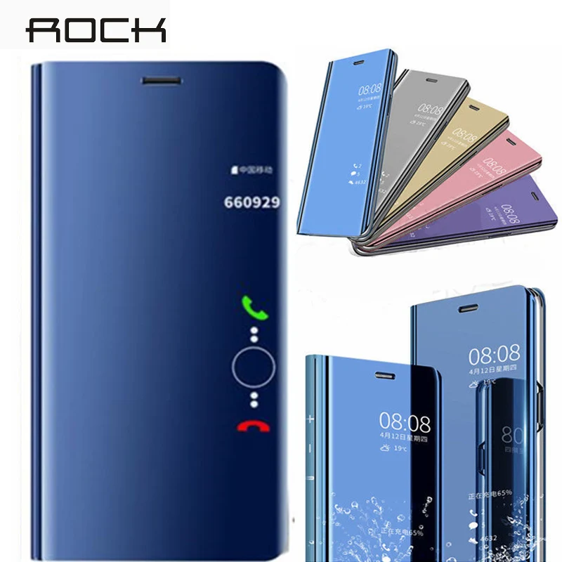 Откидной Чехол Rock с зеркальной поверхностью для huawei Honor 20 Pro 10 Lite кожаная задняя