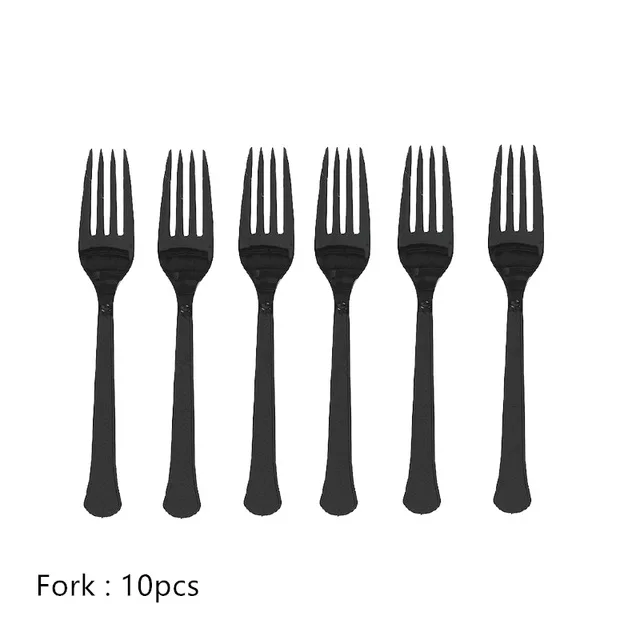 10pcs Fork Черно-белые клетчатые вечерние одноразовые столовые приборы автомобили Гоночный флаг настольные чашки игры решетки вечерние и свадебные декоративные детские игрушки - Цвет: 10pcs Fork