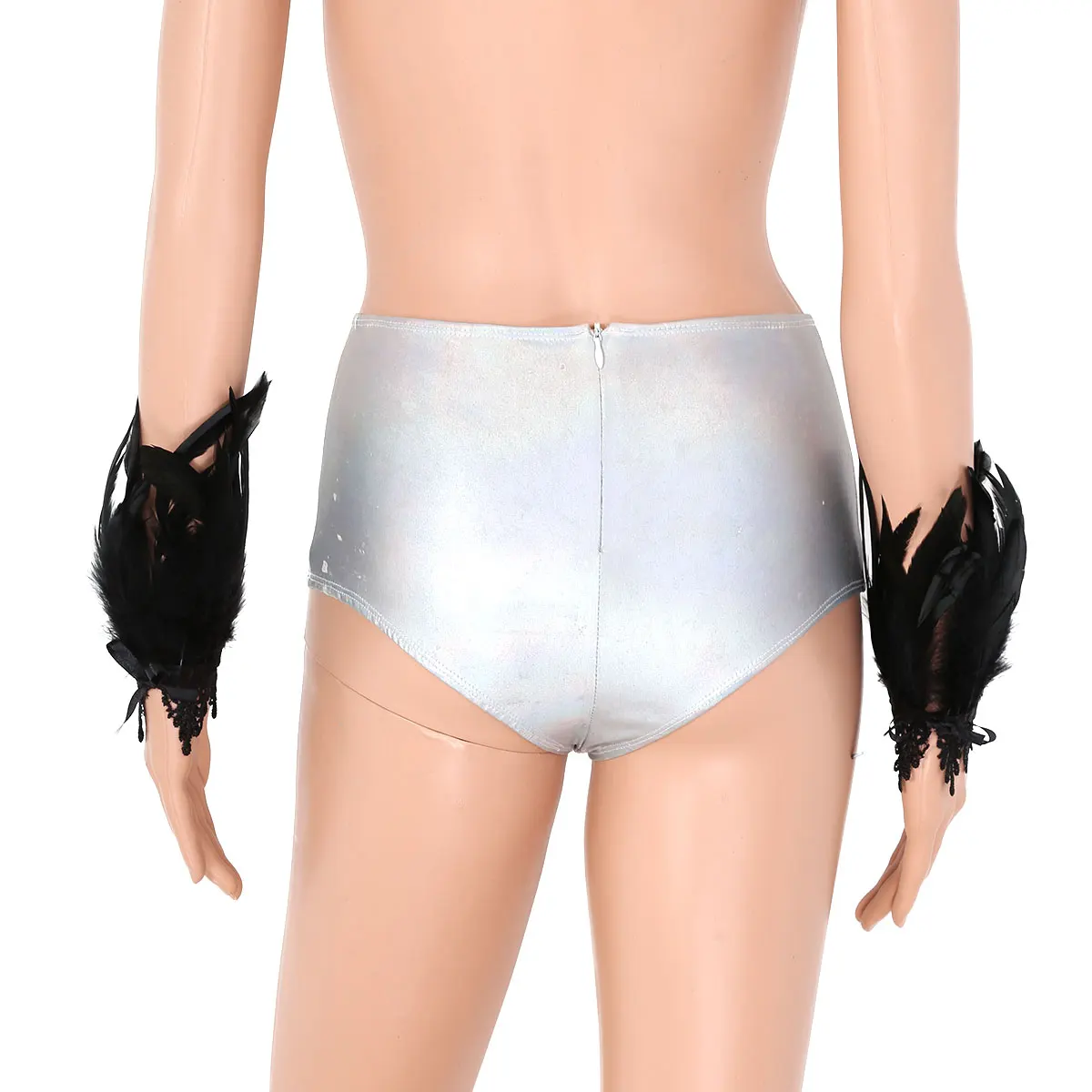 Для женщин мужчин перо наручные манжеты готический окрашенная петушиные перья