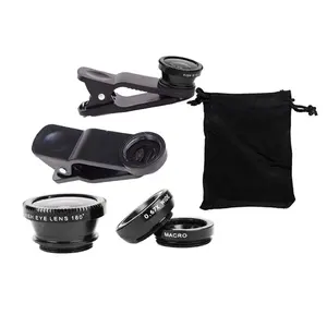 3-in-1 Wide Angle Macro Fisheye Lens Camera Kits Mobile Phone Fish Eye Lenses with Clip 0.65x for iP in India