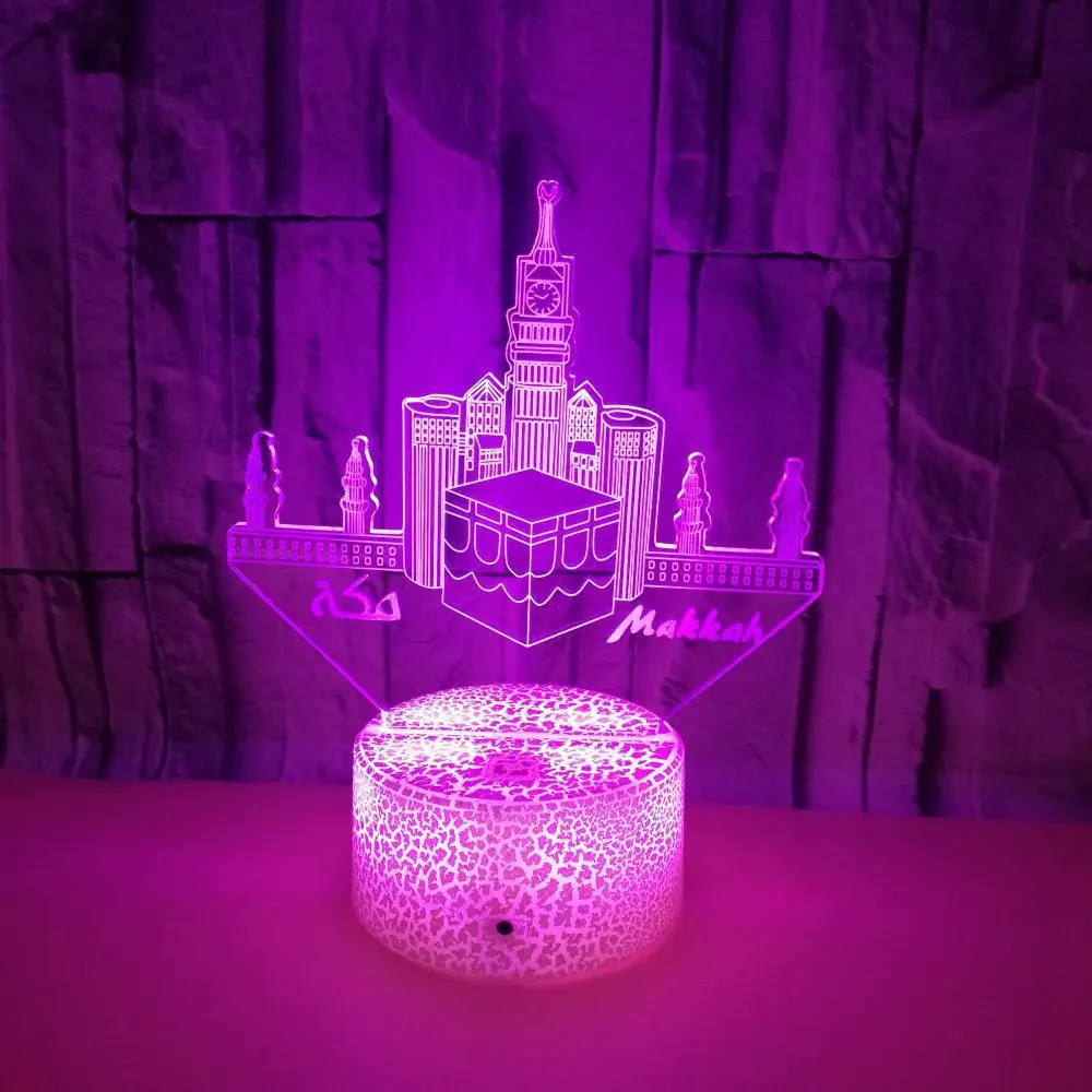 

Mosque Model 3D Led Night Light Illusion 7 Color Changing Home Bedroom Decoration 3D Table Night Lamp Remote Gift for Muslims