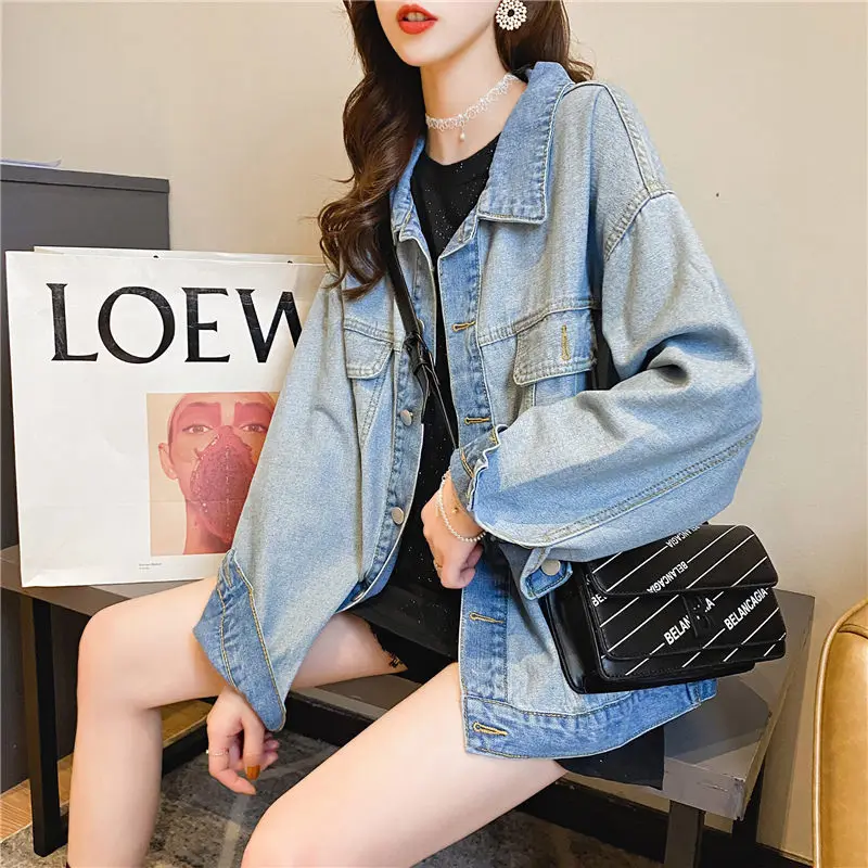 Весна-лето новинка Корейская рубашка пальто свободная джинсовая куртка Женская