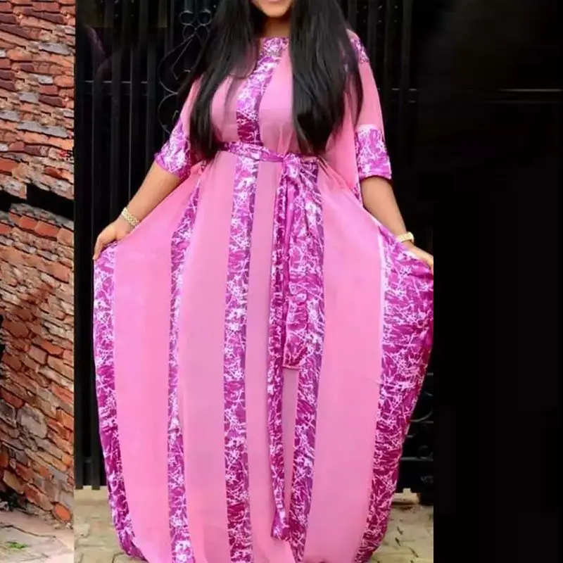 Boho пляжное платье большого размера в африканском стиле с принтом и поясом более d