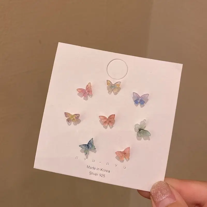 

Simple and colorful fairy tale butterfly earrings for women mini cute ear clip hypoallergenic earrings fashion all-match party