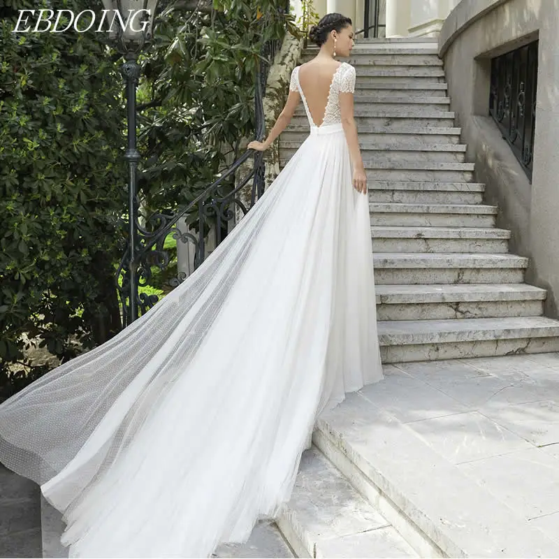 

Vestidos De Novia новейшее ТРАПЕЦИЕВИДНОЕ свадебное платье для женщин с v-образным вырезом, сексуальное длинное платье с открытой спиной в пол разм...
