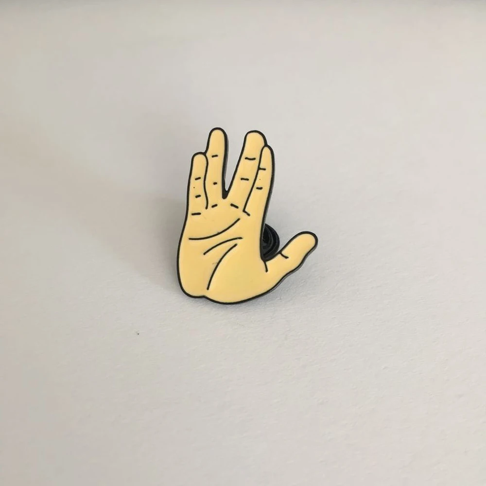 Металлическая брошь Spock Hand эмалированная булавка для путешествий длинные и