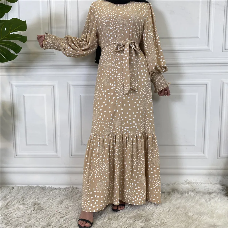 Мусульманское модное платье макси в горошек с длинным рукавом, элегантные марокканские вечерние платья 2022 Eid вечерние платья