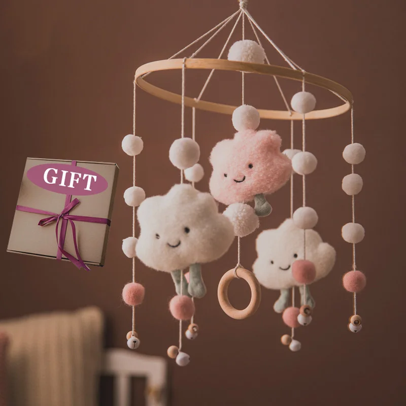 

Baby Rattles Crib Mobiles Toy Bed Bell Musical Box 0-12month Cloud Cotton Carousel for Cots Projection Newborn Infant Toys Gift