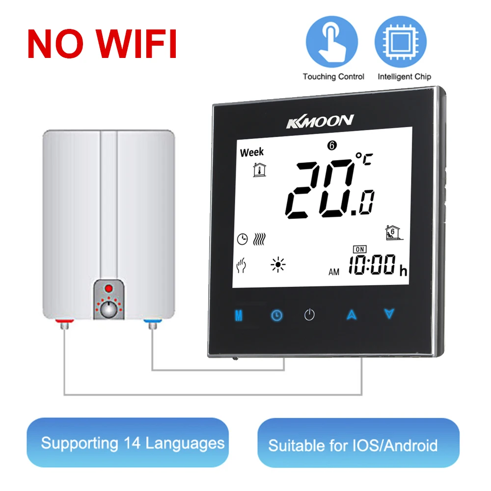 Цифровой термостат для нагрева воды/Газа с подключением Wi-Fi и голосовым управлением, энергосберегающий с Google Home/IFTTT - Цвет: Bliack no WiFi