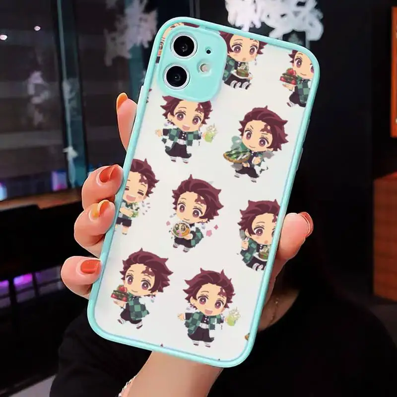 

Demon Slayer Phone Cases Matte transparent For blue iPhone 12 Mini 11 Pro XR XS Max 7 8 Plus X Back Cover