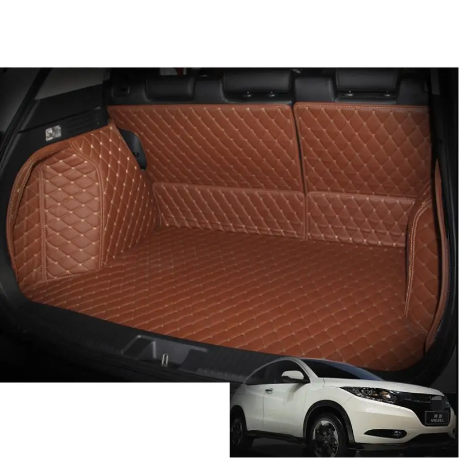 for Leather Car Trunk Mat Cargo Liner for Honda Hr-v Vezel Hrv 2014 2015 2016 2017 2018 2019 2020 5d Rug Carpet Sticker