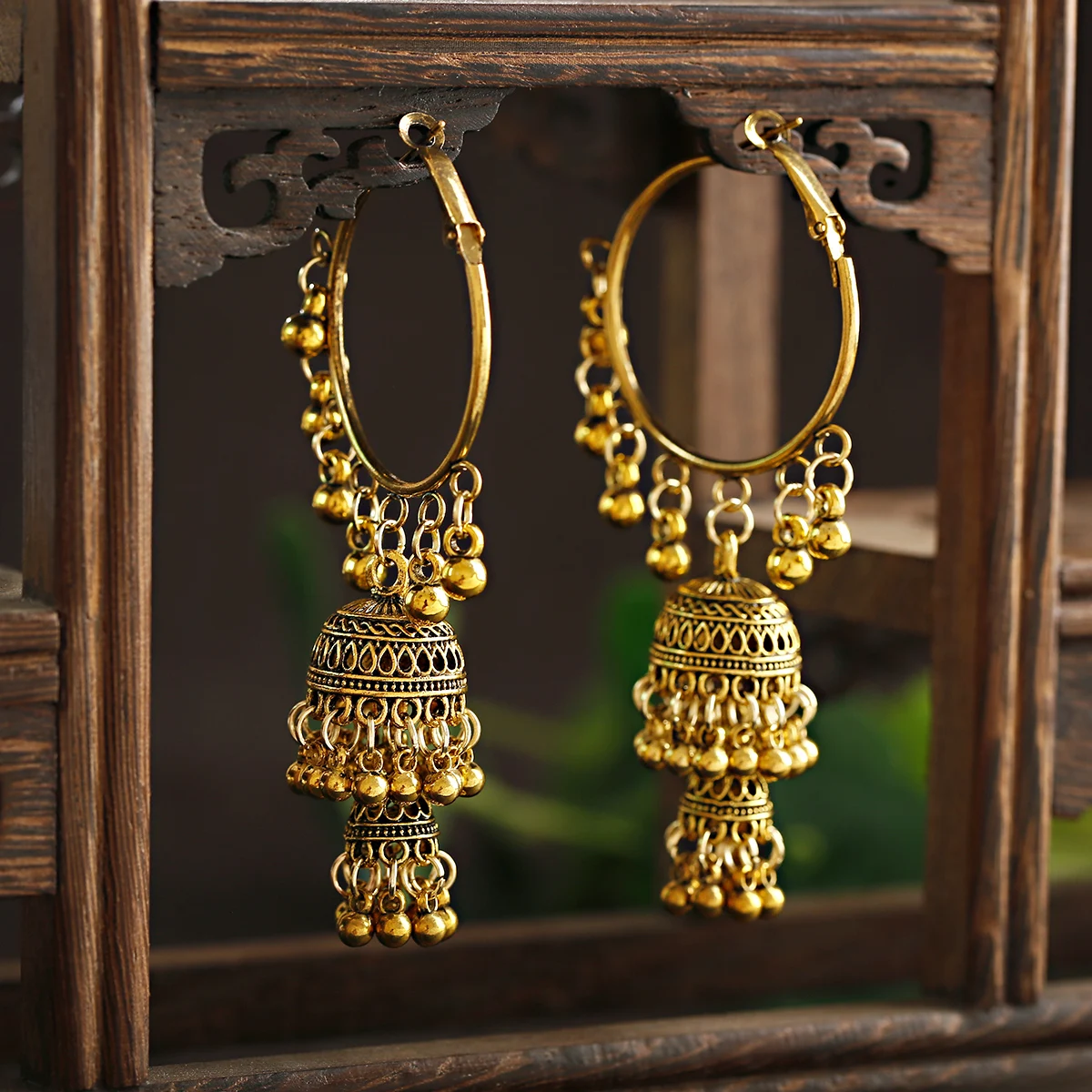OIQUEI классические Этнические Ретро женские круглые индийские серьги Jhumka