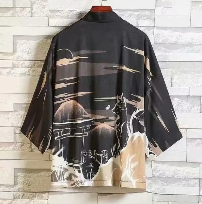 Кимоно мужское в японском стиле топ Харадзюку хаори кардиган китайском