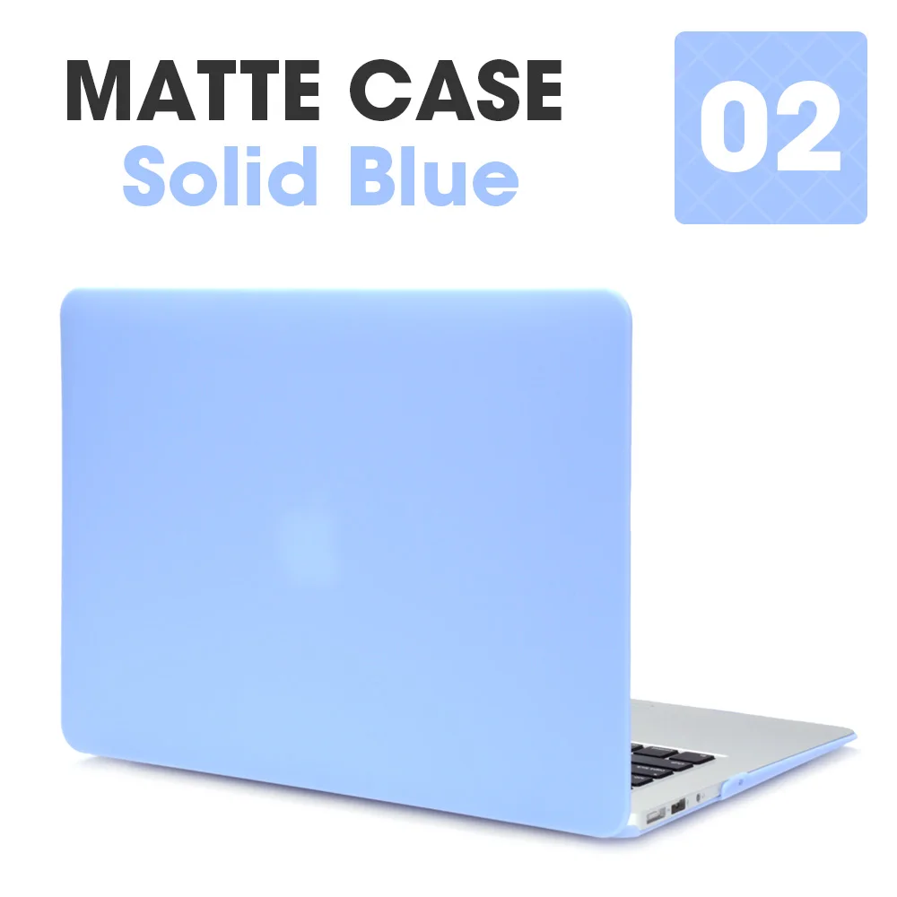 Чехол для ноутбука Apple Macbook Mac book Air Pro retina, новинка, сенсорная панель 11, 12, 13, 15 дюймов, Жесткий Чехол для ноутбука, чехол 13,3, чехол - Цвет: Matte Solid Blue