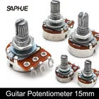 Потенциометр A500K250K с шлицевыми элементами для электрогитары, бас-эффект, усилитель громкости 15 мм, детали вала, 2 шт.