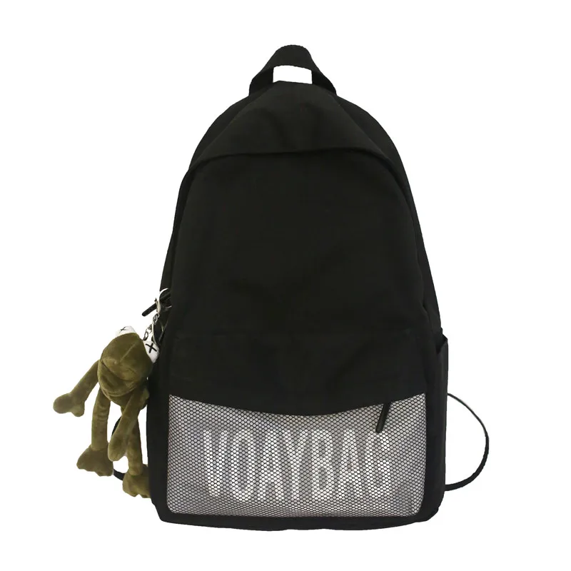 

Reflective Stripes Backpack Letters School Bags for Teenage Girls With Doll Waterproof Nylon Backpack 2020 New Black Backpacks