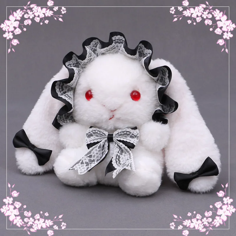 

8 Colors Japanese Lolita Cute Plush Lace Bow Long Ear Rabbit Doll Handbag Cosplay Harajuku Soft Sister Pearl Chain Messenger Bag