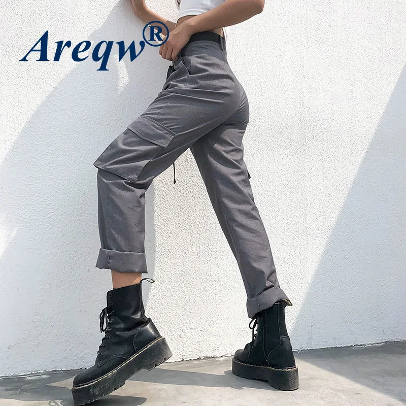 Suit Pants Women 2021 Spring New Women's Pants Street Fashion Tooling Pocket Straight Leg Pants Women High Waist Casual Trousers