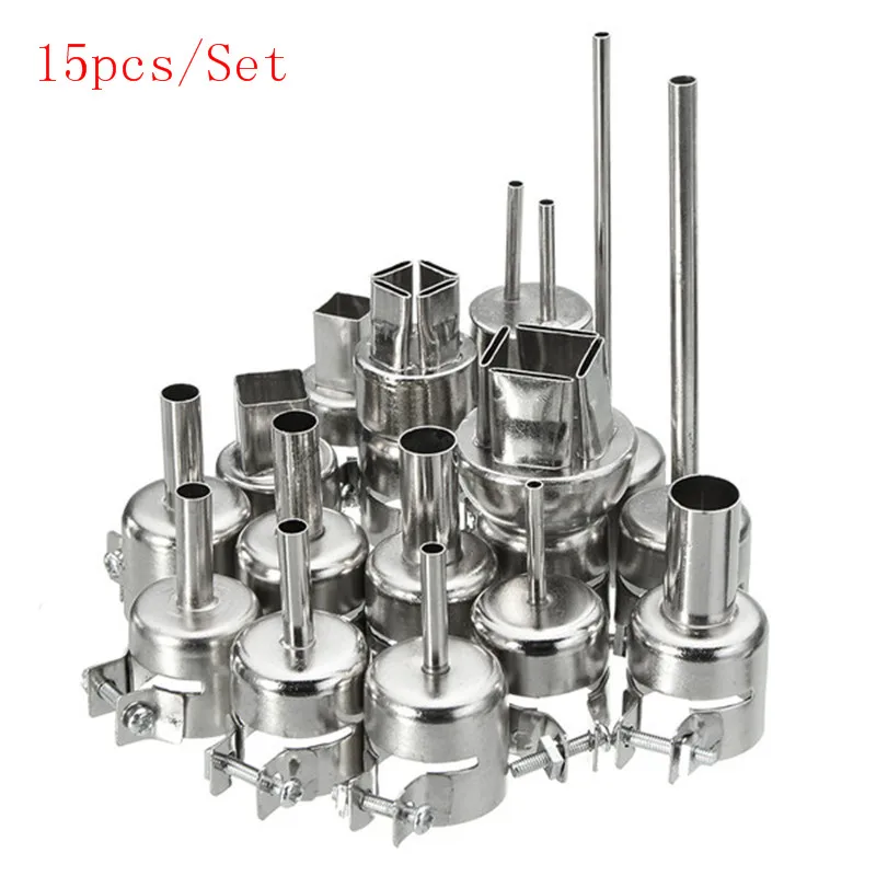

15pcs/Set 852 850 Nozzle Hot Air Stations Gun Rework BGA Stainless Steel Nozzles For Soldering Stations