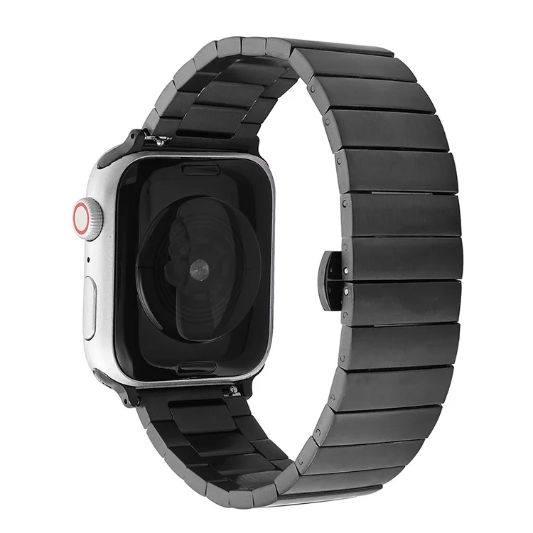 

Suitable For applewatch123456se stainless steel one bead solid watch strap Apple butterfly buckle bamboo strap