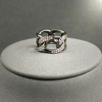 s925 sterling silver october new black and gray wide chain ring female fashion simple avant garde personality ring
