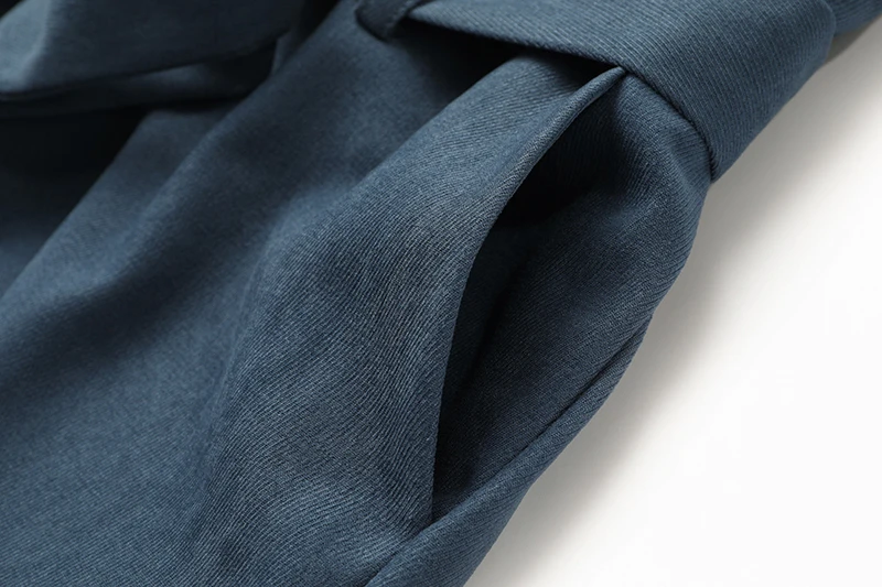 

[EAM] Loose Fit Women Blue Belt Big Size Jumpsuit New High Waist Pocket Stitch Pants Fashion Tide Spring Autumn 2021 1DD4945