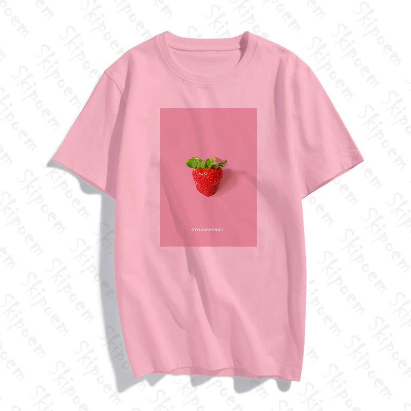 Женская футболка с фруктами и клубничками винтажная Эстетическая Повседневная