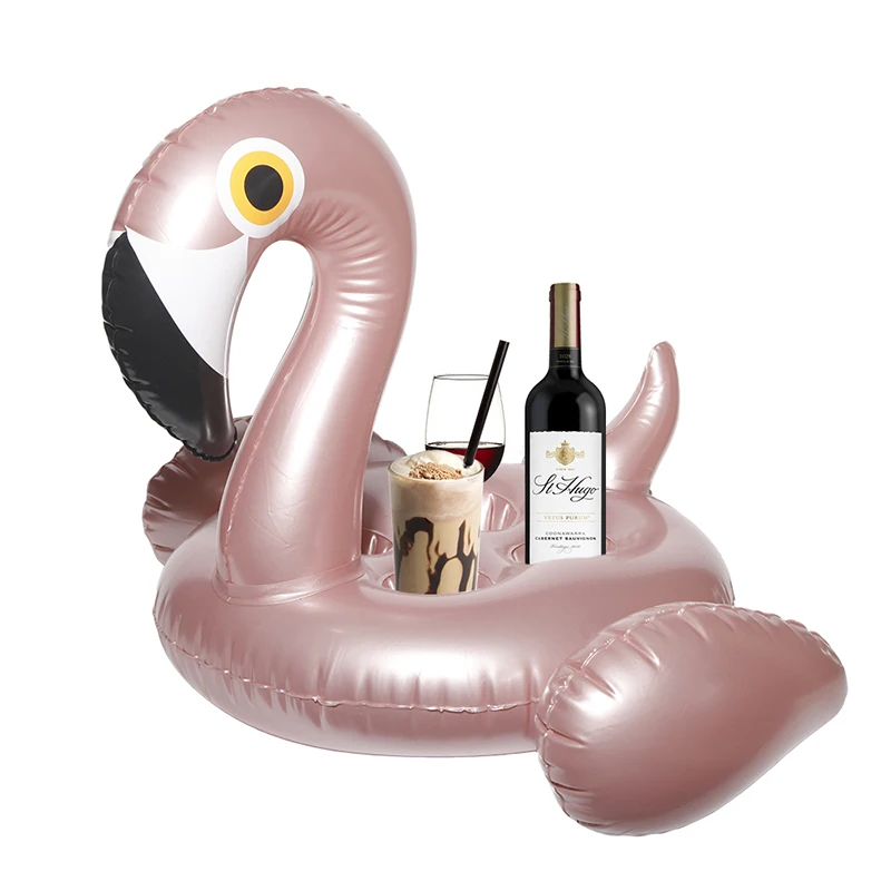 Розовое золото поплавок для бассейна надувной фламинго подставка чашки с 4