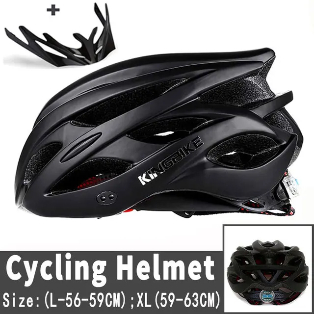 A652-black Велосипедный шлем KINGBIKE, козырек для мужчин и женщин, велосипедный шлем, задний светильник для горной дороги, велосипедный шлем Casco, цельнолитые велосипедные шлемы - Цвет: A652-black