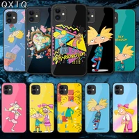 hey cartoon arnolds funny tempered glass phone case cover for iphone 5 6 7 8 11 12 s plus xr x xs pro max mini se 2020 black