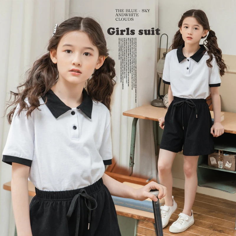 

Girls Casual Set T Shirt Shorts Two Pieces 2021 Summer New Children's Clothing Sport Suit for Kids Clothes for Teens 8 10 12 Y