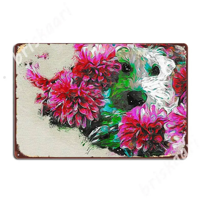

Floral Schnauzer Metal Signs Customize Cinema Living Room Painting Décor Mural Tin sign Posters