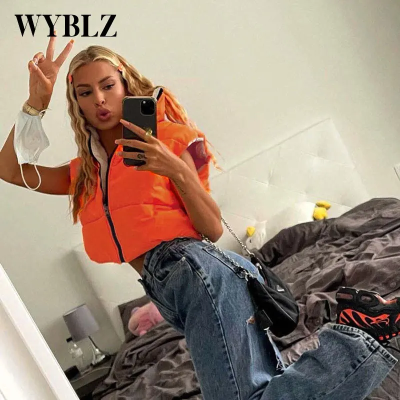 

2021 Women's Winter Jacket Fashion Street Veste Femme Casual Solid Sleeveless Coat Chic Bread Cotton Clothes Wear on Both Sides