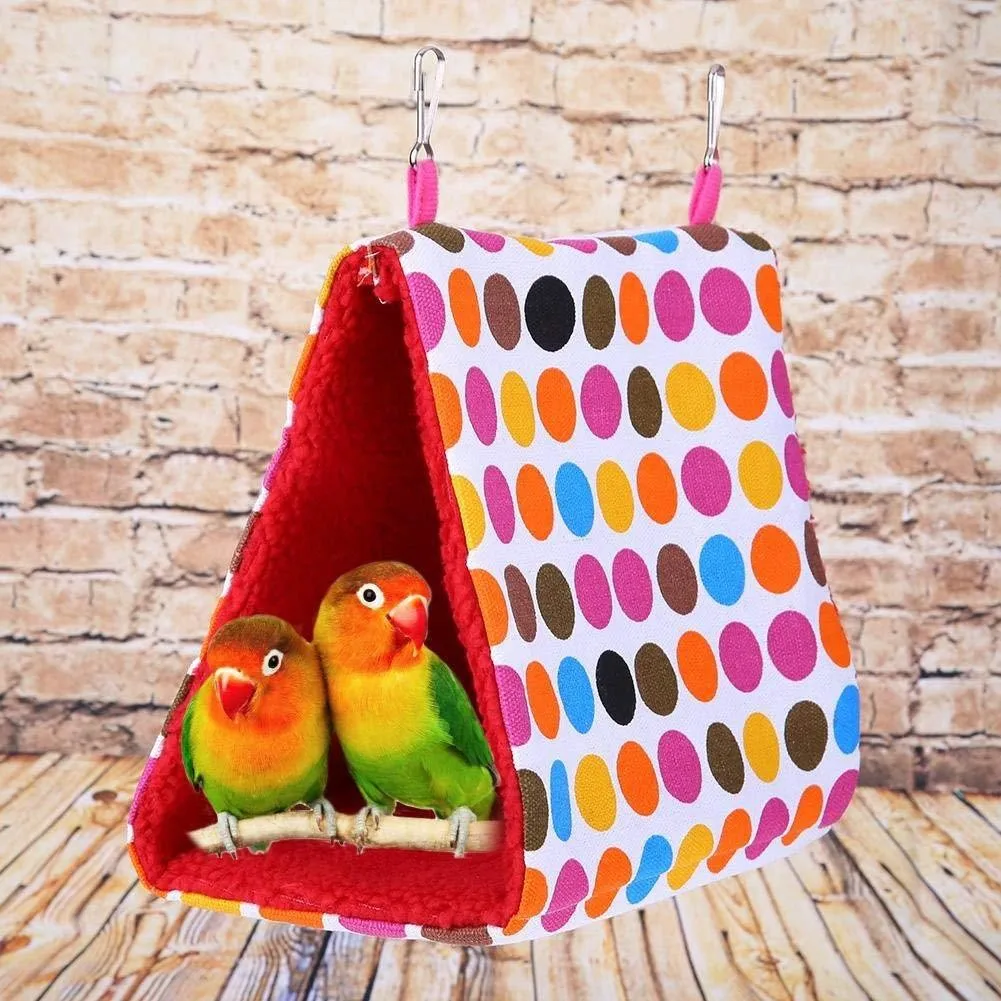 Warm Bird Hammock Soft Plush Fleece Parrot Coral Velvet Cage Snuggle Happy Hut Tent Bed Bunk Toy Hanging Cave | Дом и сад