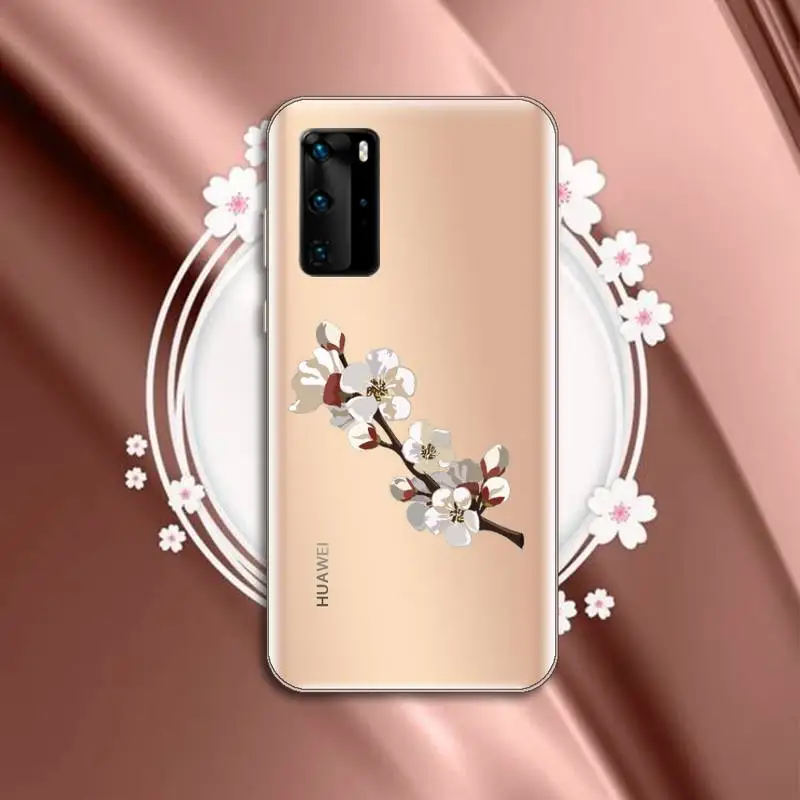 

cherry blossom Flower pink Phone Case Transparent for Huawei P honor 8 10i 20 30 40 smart 2019