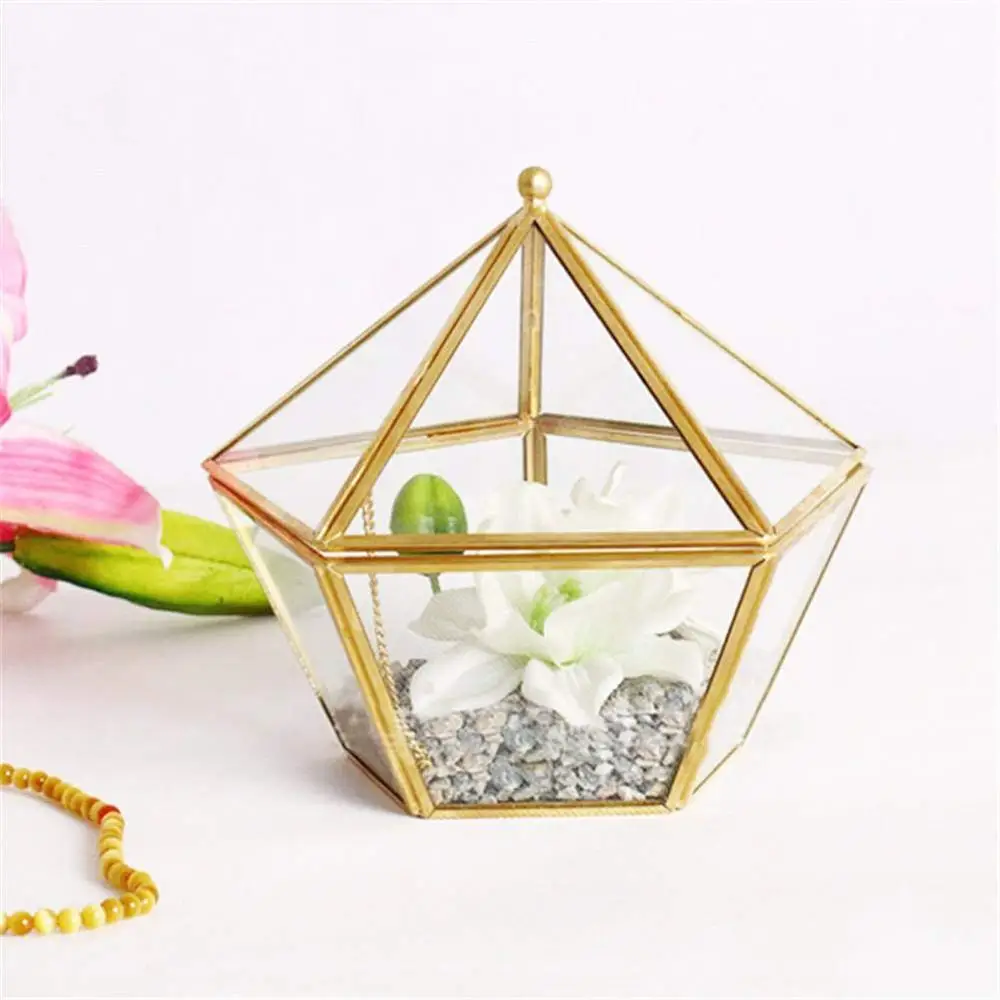 Геометрической формы прозрачный стеклянный контейнер свадебное кольцо браслет