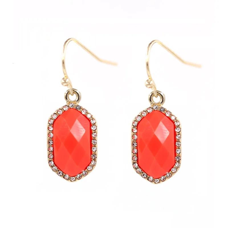 

2021 New Side Frame Full Crystal Small Oval Inlay Multicolor Resin Cateye Stone Dangle Earrings For Women Girls Fashion Jewelry