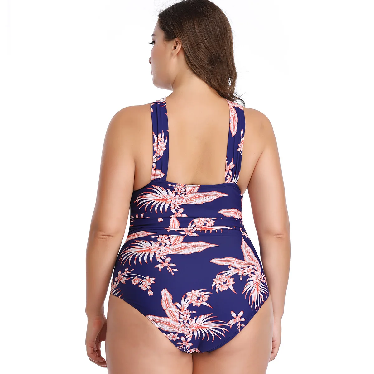 

New large size one-piece cross-belly nylon quality plus fertilizer plus increase swimsuit women