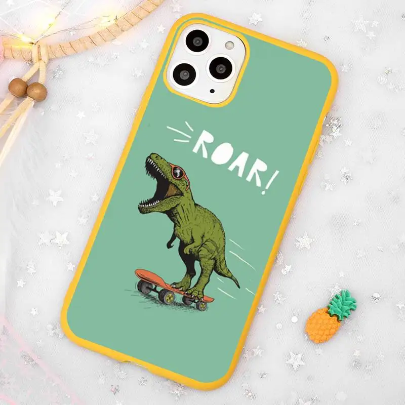 

Dinosaur lizard art creative personality Phone Case Candy Color Yellow iPhone 11 12 pro XS MAX 8 7 6 6S Plus X 5S SE 2020 XR