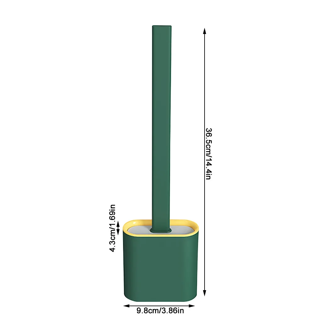 

Wall Mounted Toilet Brush Set Long Handle Soft TPR Brush and Holder with Lid for Bathroom