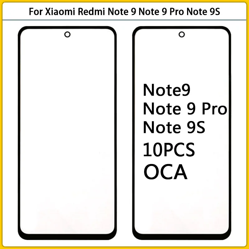 10PCS New For Xiaomi Redmi Note9 Note 9 Pro Touch Screen LCD Front Outer Glass Panel Note 9S Touchscreen Lens With OCA Replace
