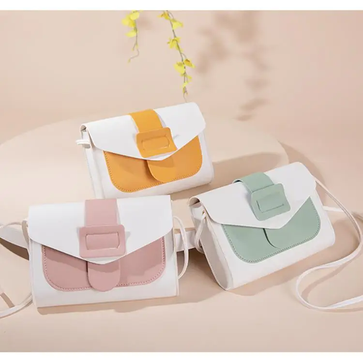 

Korean Contrast Color Messenger Baga Female Small Simple Mobile Phone Shoulder Bag