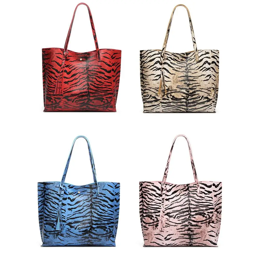 2020 винтажные Ретро кожаные сумки с тигровым леопардовым принтом и кисточками