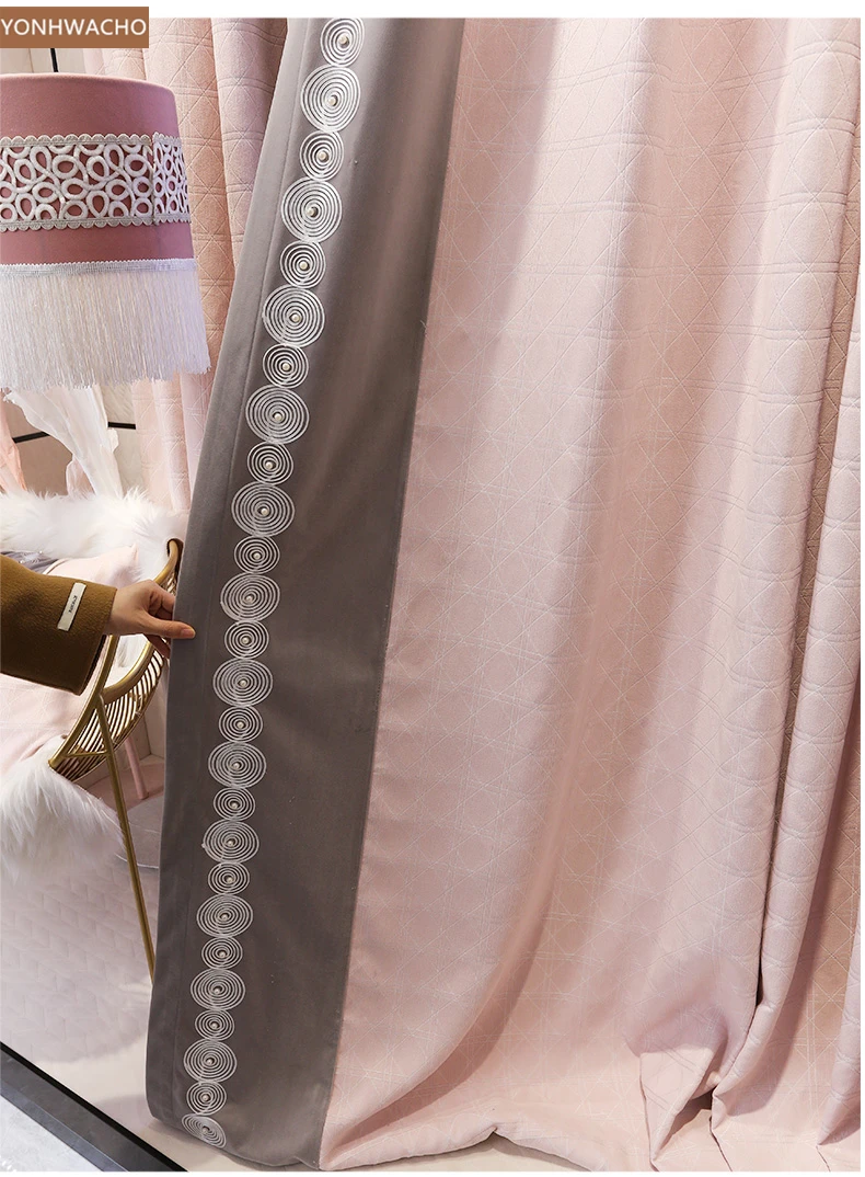 

Custom curtain girl princess girl bedroom wedding room pink modern simple cloth blackout curtain valance tulle panel C571
