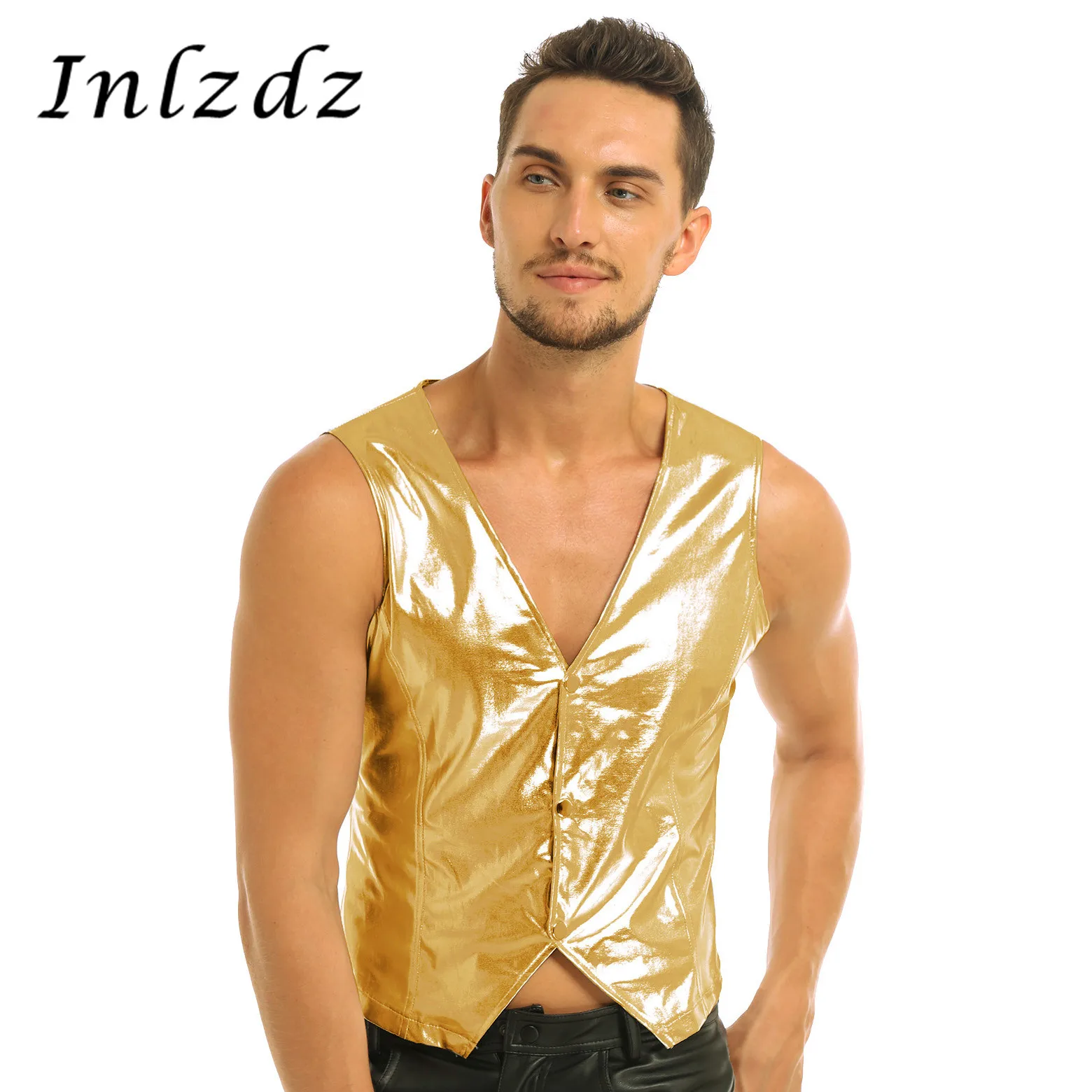 

Мужское белье, латексная майка, топ, Wetlook, лакированная кожа, танцевальная одежда, блестящая майка, вечерние костюмы, хит продаж, сексуальный ...